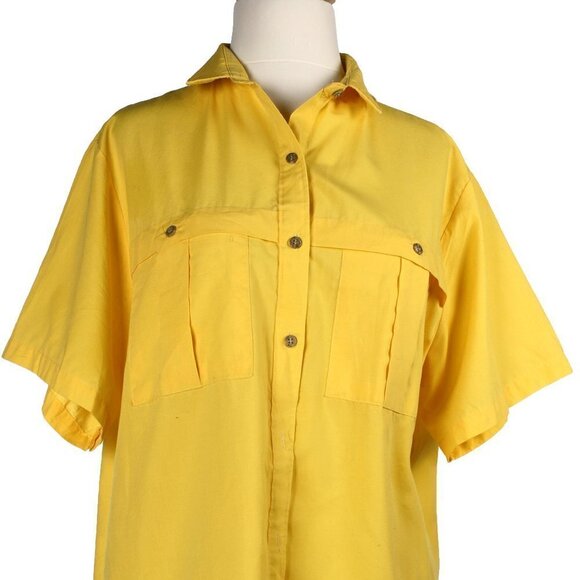 Harbour Isle Yellow Button Up Blouse - Double Breast Pocket - Sz XL - Picture 2 of 6